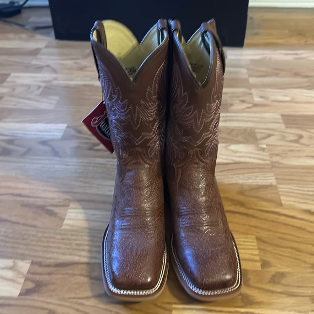 JUSTIN BOOTS WOMEN'S SMOOTH OSTRICH WESTERN BOOTS  SQUARE TOE